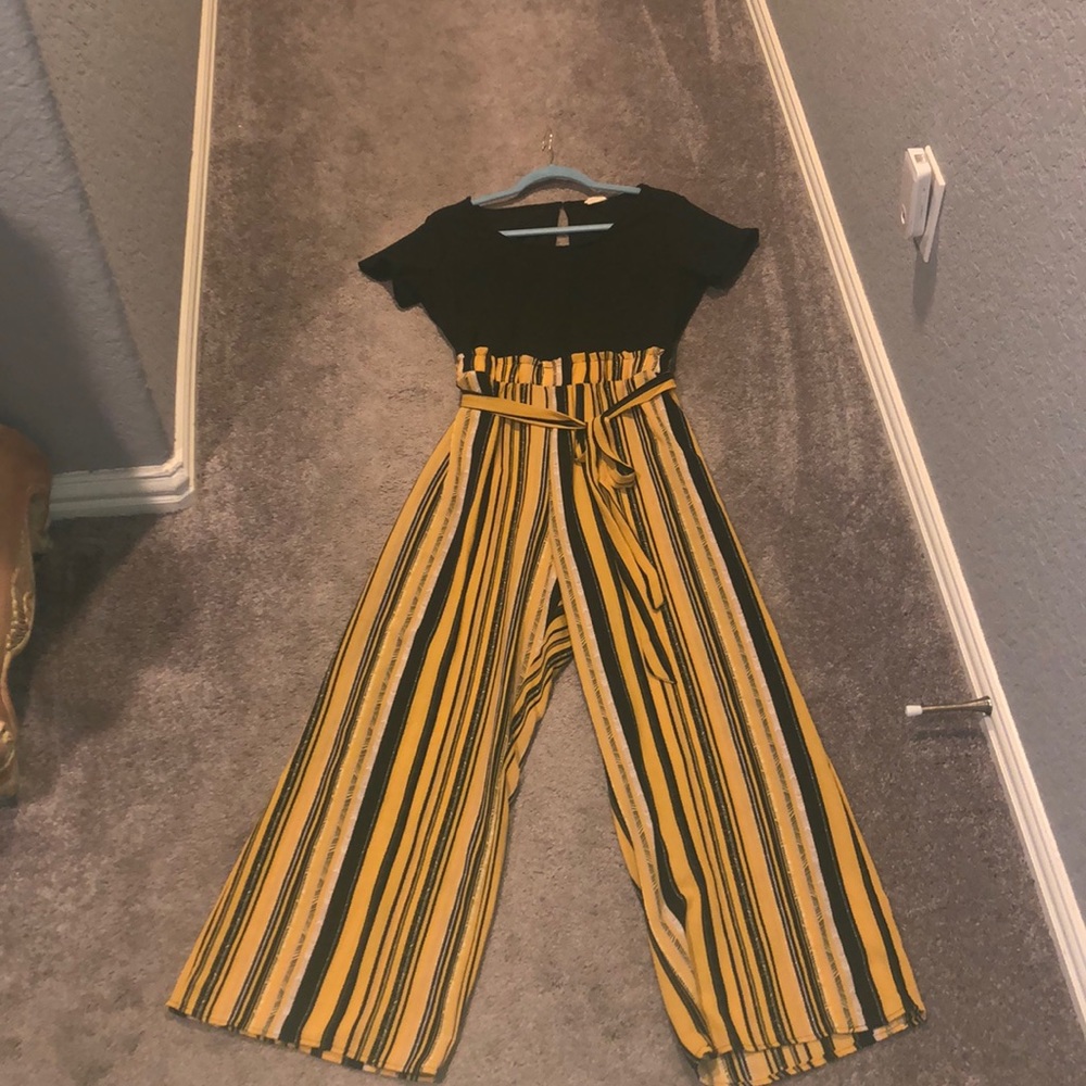 Black and Yellow Striped Jump Suit!